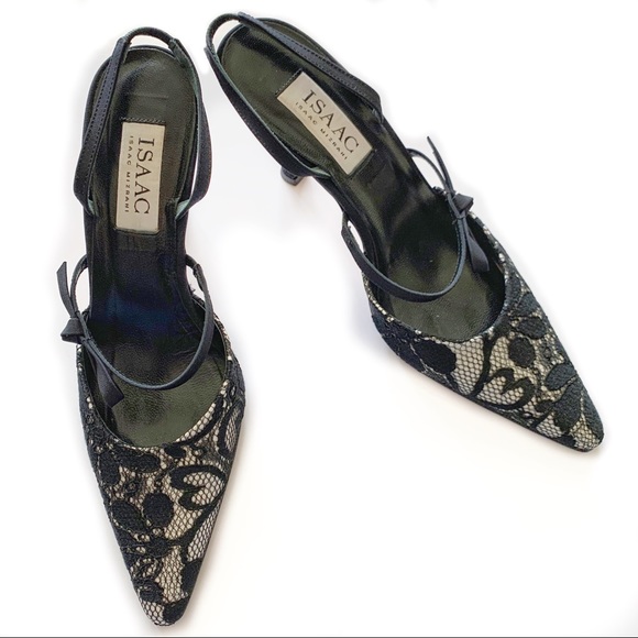 Isaac Mizrahi Shoes - Isaac Mizrahi Pointed Toe Lace Slingback Heels 8